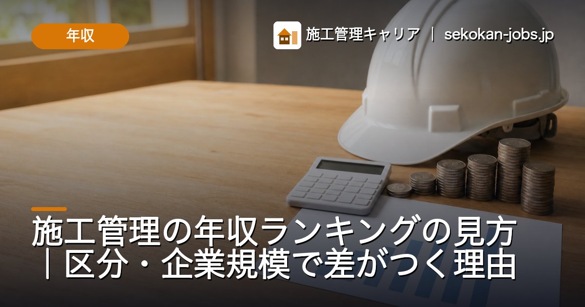 年収｜施工管理の年収ランキングの見方｜区分・企業規模で差がつく理由