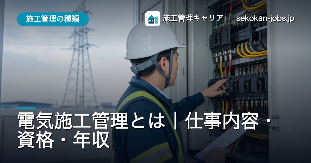 施工管理の種類｜電気施工管理とは｜仕事内容・資格・年収